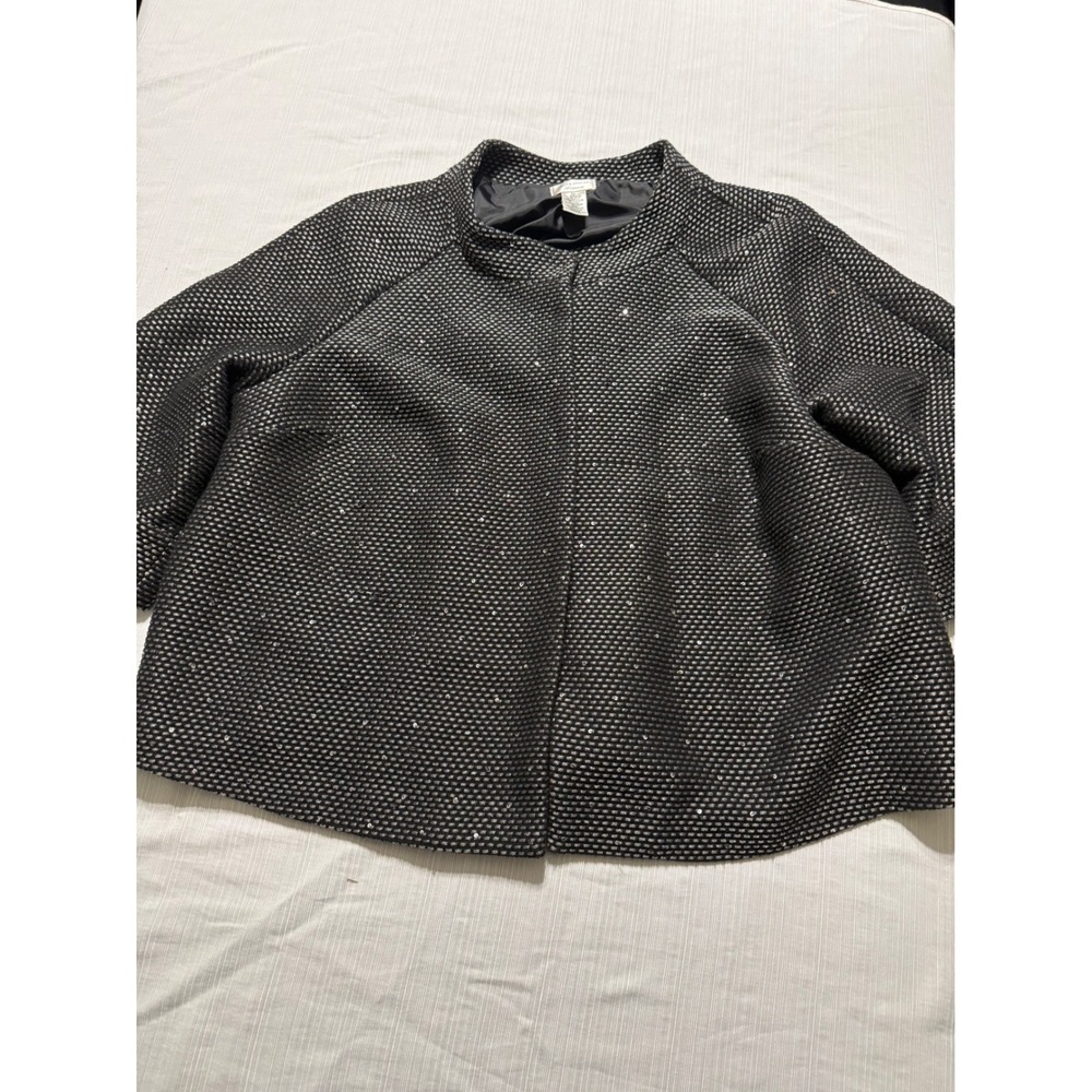 Laura Ashley Woman Black Silver Metallic Swing Jacket Evening Coat Plus Sizej 3X